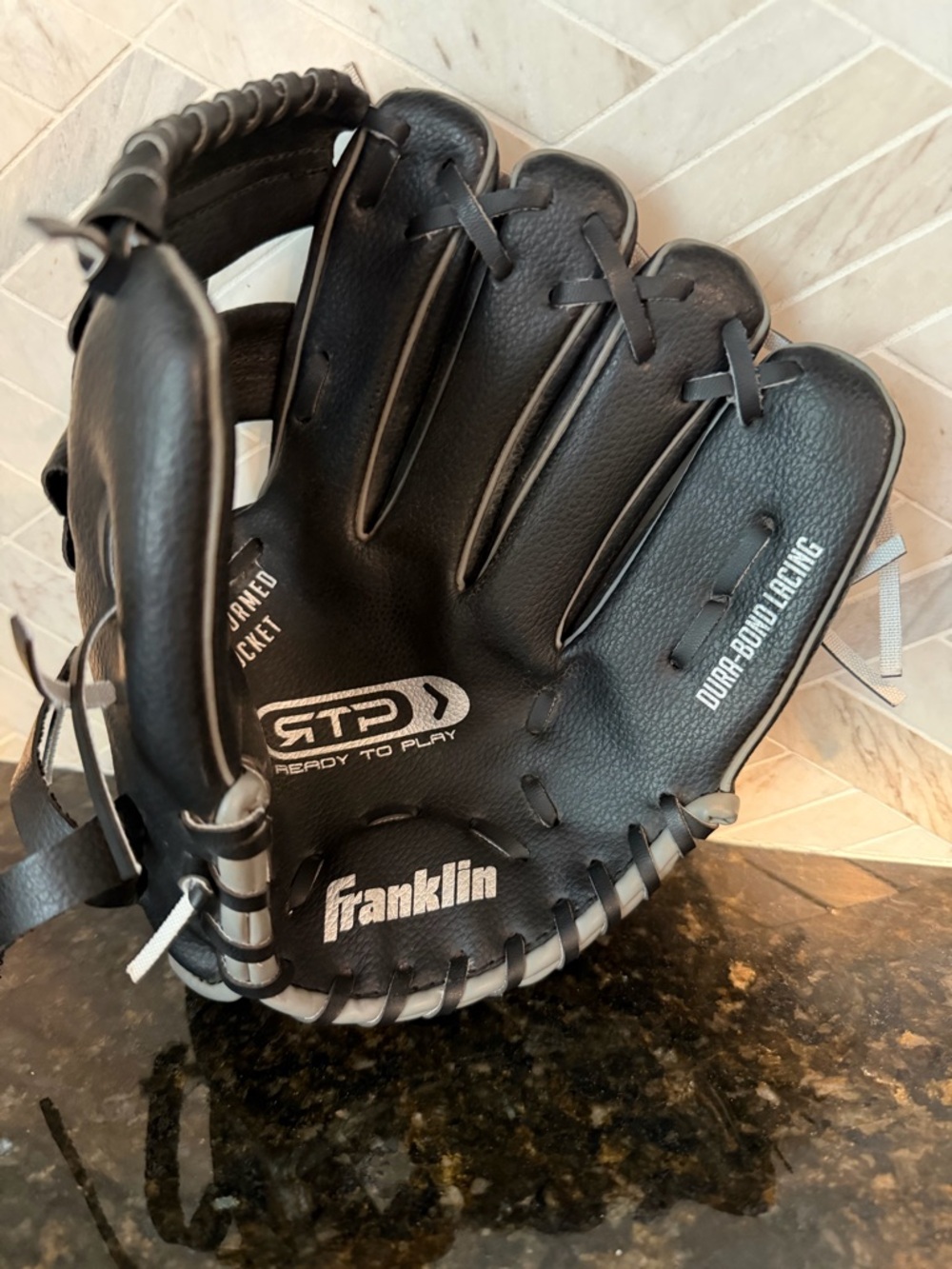 Franklin Baseball Glove 10” Ready to Play - Black & Silver, Right Hand Throw
